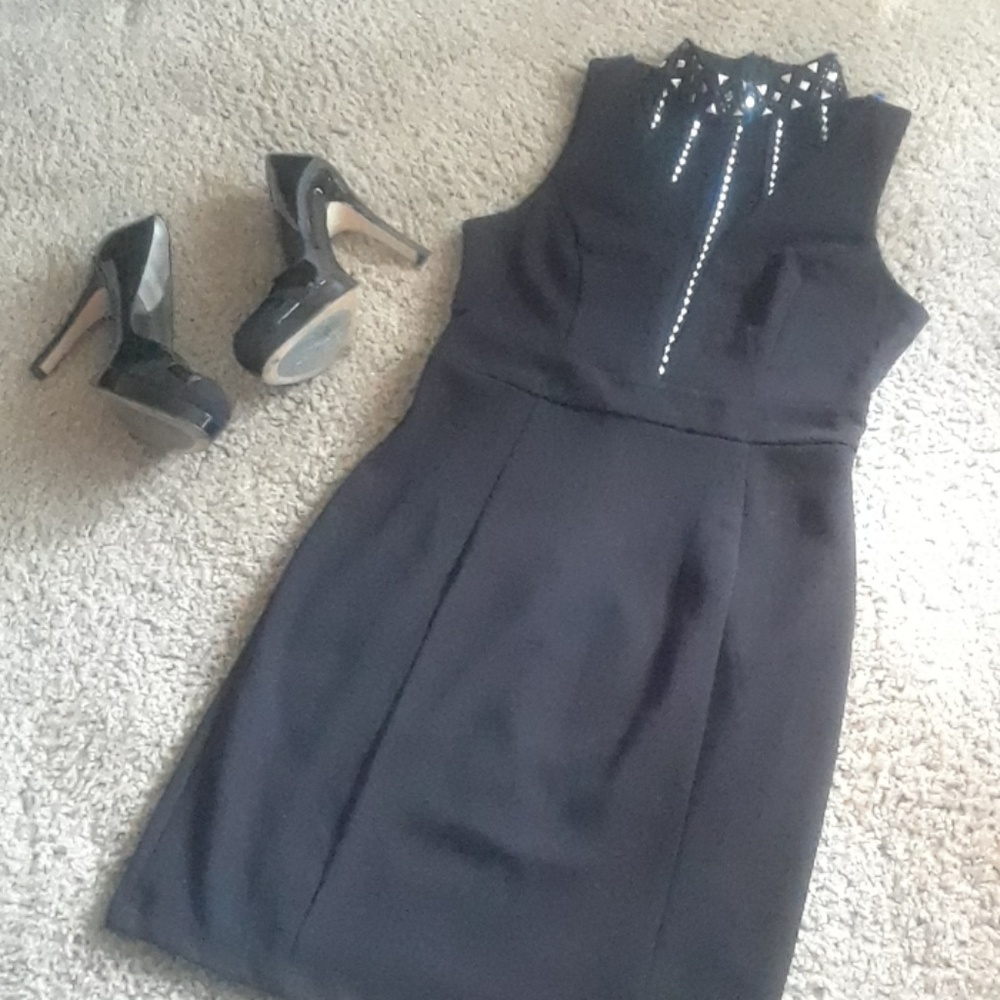 Beadazzled "Midnight Nikibiki" Black Pencil Dress
